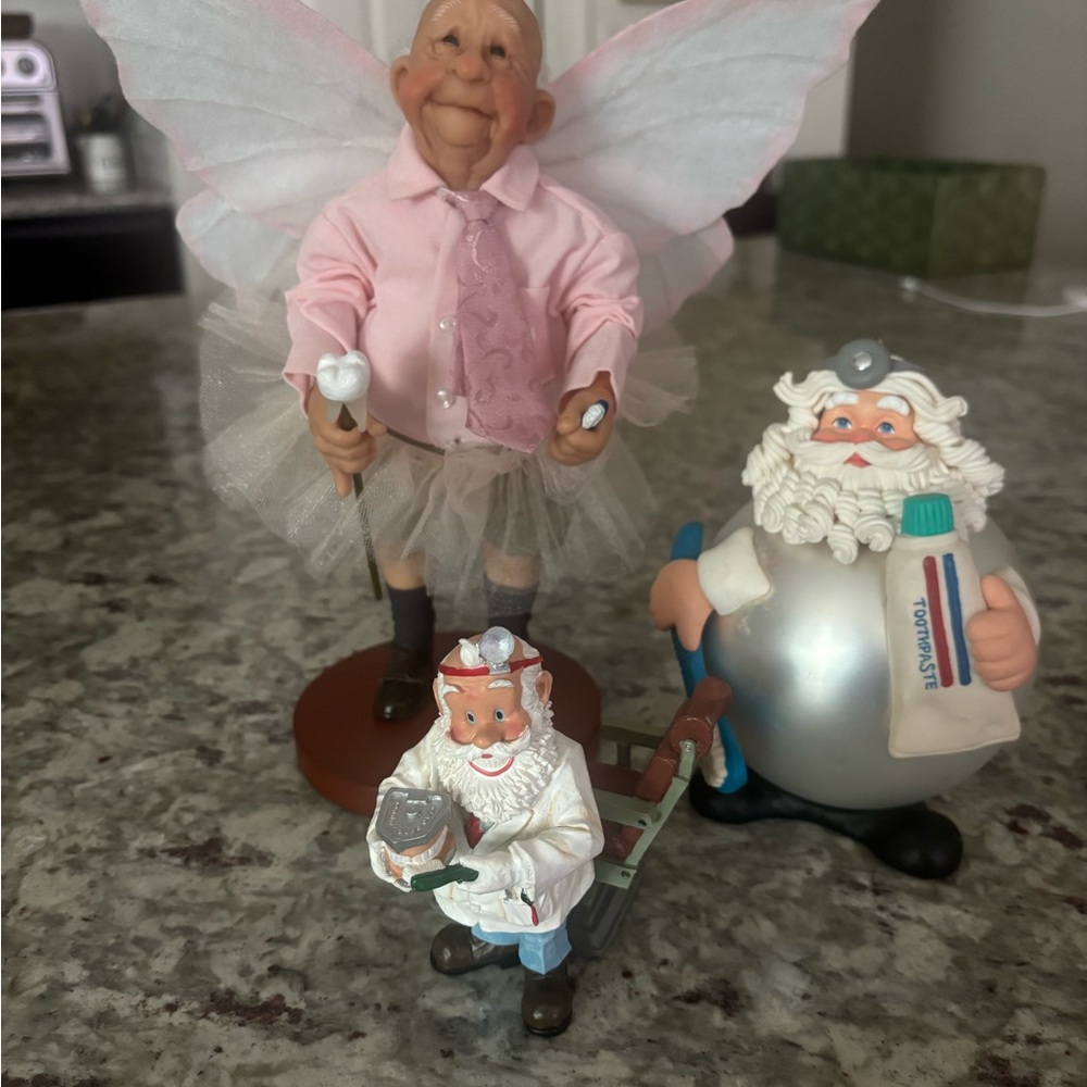 Pink Fairy and Santa Figurine Trio - Home Accents Decor